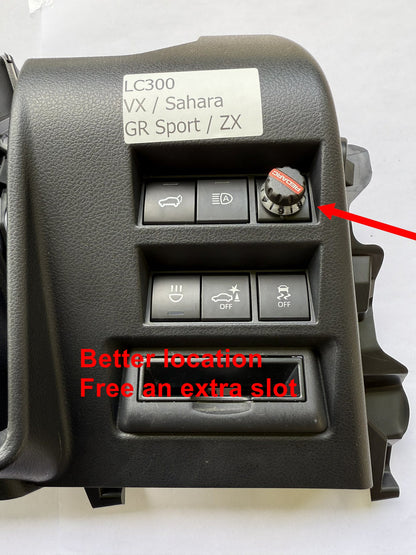 Unique Towpro adjust knob holder / insert for RedArc Brake Controler V3 elite on Toyota Land Cruiser 300 VX / Sahara / GR Sport / ZX